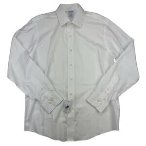 Brooks Brothers Regular Fit Non-Iron Cotton Dress Shirt White Size 15.5